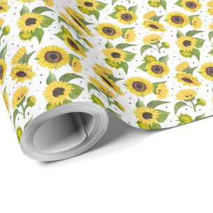 Papel de embrulho floral amarelo-giro