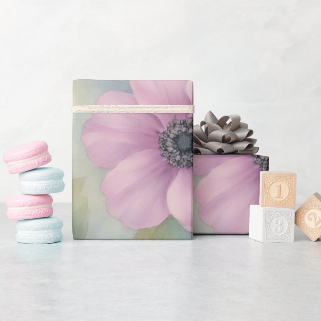 Papel de Embrulho Floral Anêmona Rosa (Chá de bebê)