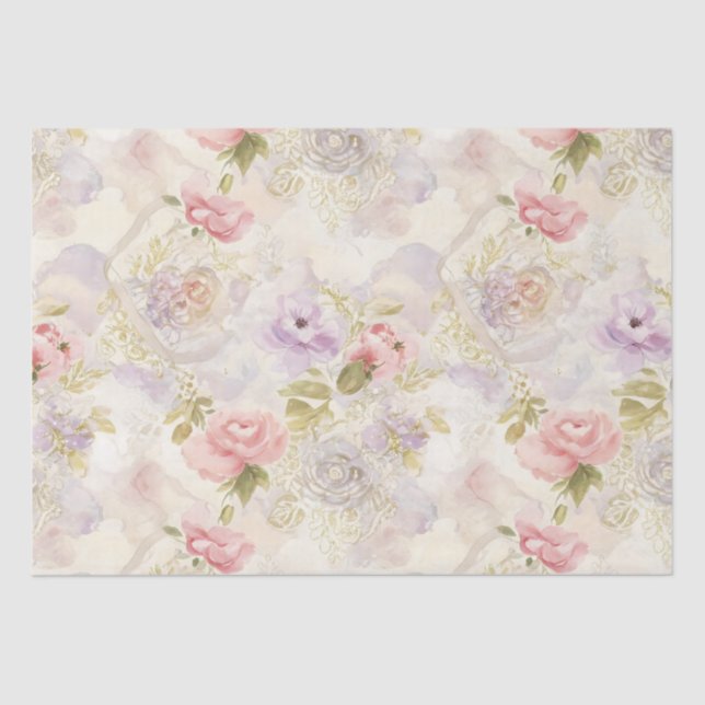 Papel de embrulho floral aquarela romântica - Eleg (Frente )