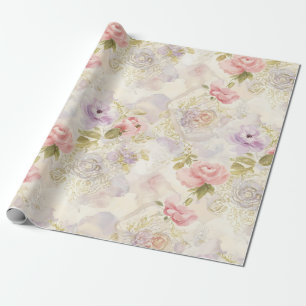 Papel de Embrulho Floral Aquarela Romântica - Eleg