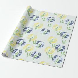 Papel de embrulho floral azul e amarelo