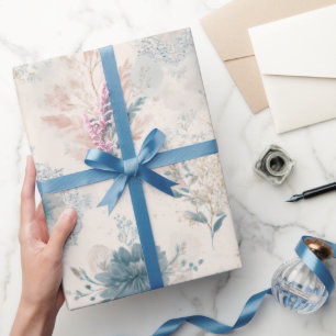 Papel de embrulho floral azul vintage