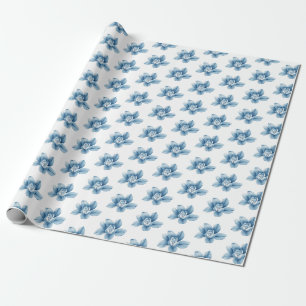 Papel de embrulho floral Blue Spring - Papel de pr