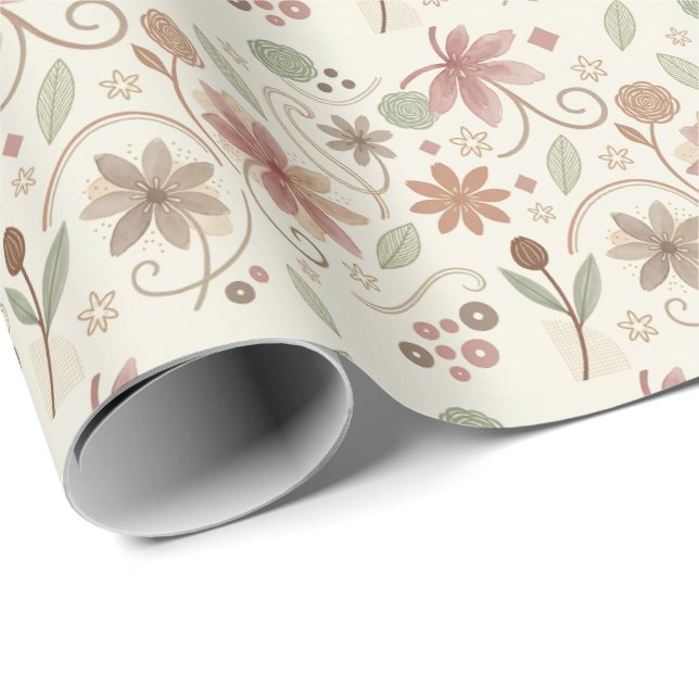 Papel de Embrulho Floral Boho (Ponta do rolo)