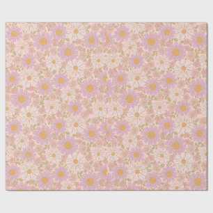 Papel de embrulho floral boho de primavera suave