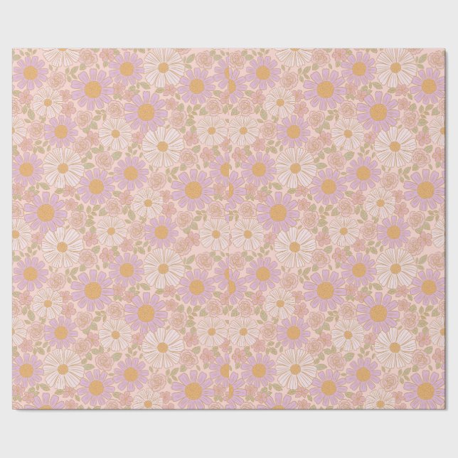 Papel de embrulho floral boho de primavera suave (Barra)