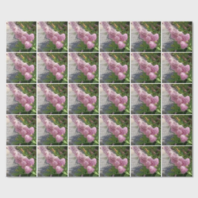 Papel de Embrulho Floral Botânico de Flor de Lilás (Aberto)