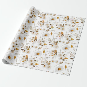 Papel de embrulho floral botânico em folhas