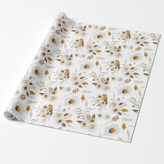 Papel de embrulho floral botânico em folhas (Desenrolado)
