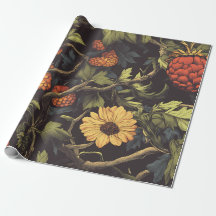 Papel de embrulho floral botânico Fogo de Outono