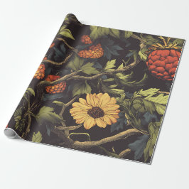 Papel de embrulho floral botânico Fogo de Outono