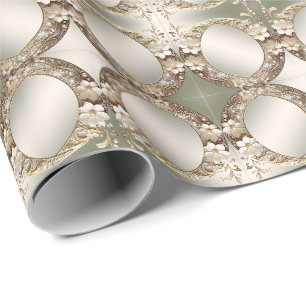 Papel de embrulho floral branco decorativo