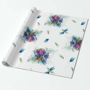 Papel de embrulho floral com assinatura Peony Bloo