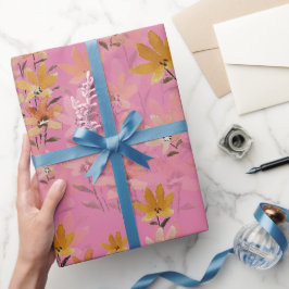 Papel de embrulho floral com flores silvestres ros