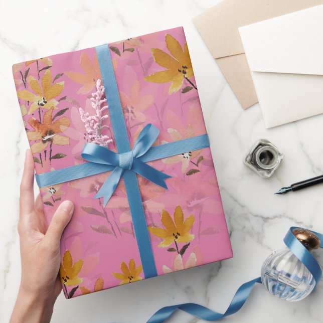 Papel de embrulho floral com flores silvestres ros (Presentear)