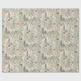 Papel de embrulho floral Cottagecore de flores sil