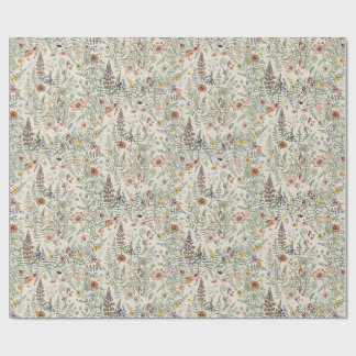 Papel de embrulho floral Cottagecore de flores sil