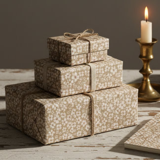 Papel de embrulho floral creme botânico vintage