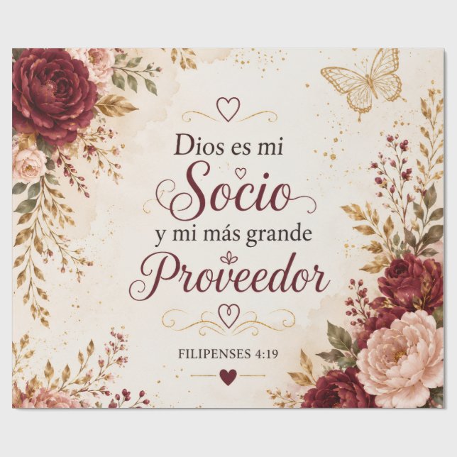 Papel de embrulho floral cristão | Deus é meu Parc (Aberto)