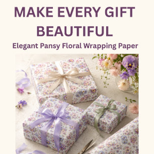 Papel de Embrulho Floral de Amor-Perfeito   Presen