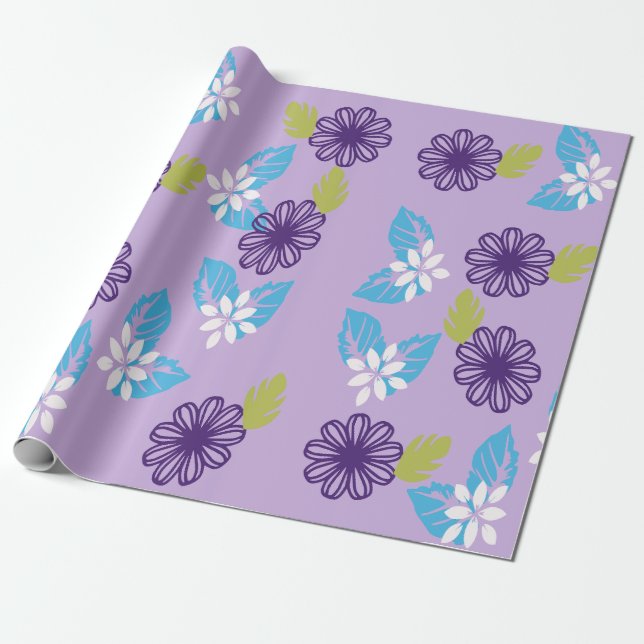 Papel de Embrulho Floral de Cor Atraente (Desenrolado)