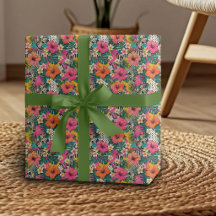 Papel de Embrulho Floral de Hibisco Tropical