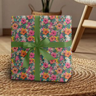 Papel de Embrulho Floral de Hibisco Tropical