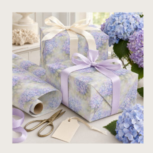 Papel de Embrulho Floral de Hortênsia Lilás