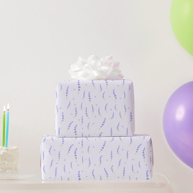 Papel de embrulho floral de lavanda (Presentes para festas)