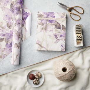 Papel de embrulho floral de lavanda Bo