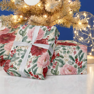 Papel de embrulho floral de Natal vintage