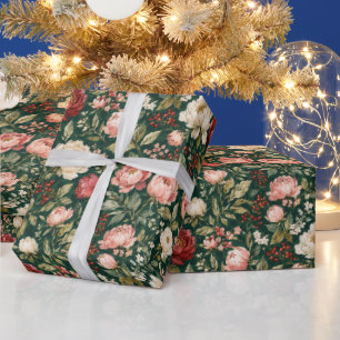 Papel de embrulho floral de Natal vintage