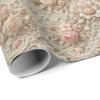 Papel de Embrulho Floral de Renda Elegante