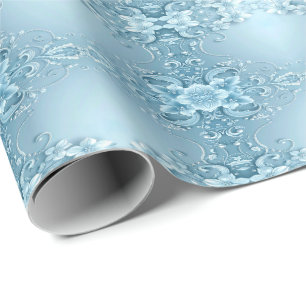 Papel de embrulho floral decorativo azul