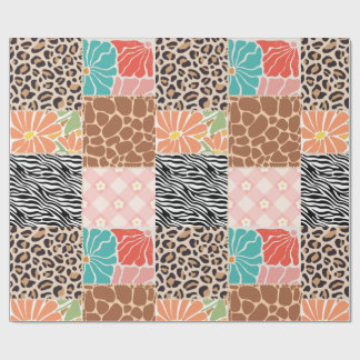 Papel de embrulho floral e estampa animal em patch