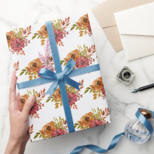 Papel de Embrulho Floral Elegante Rústico de Outon
