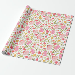 Papel de embrulho floral em rolo