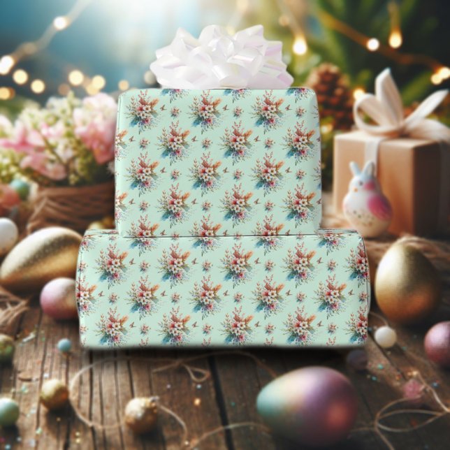 Papel de embrulho floral em verde pastel para a Pá (Criador carregado)