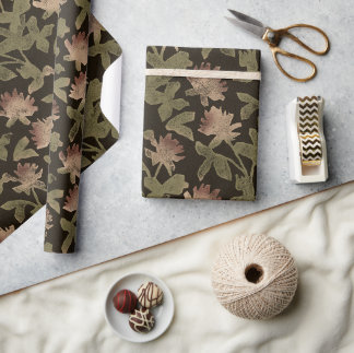 Papel de embrulho floral escuro vintage elegante