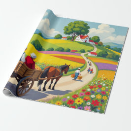 Papel de embrulho floral estilo Naif