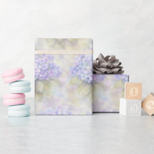 Papel de Embrulho Floral Hortênsia Lilás Aquarela
