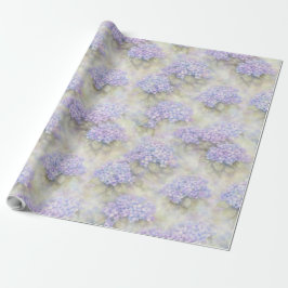 Papel de Embrulho Floral Hortênsia Lilás Aquarela
