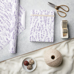 Papel de embrulho floral lavanda aquarela