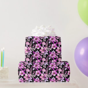 Papel de embrulho floral lavanda aquarela