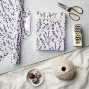 Papel de embrulho floral lavanda aquarela