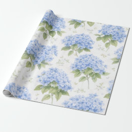 Papel de embrulho floral luxuoso com hortênsias az