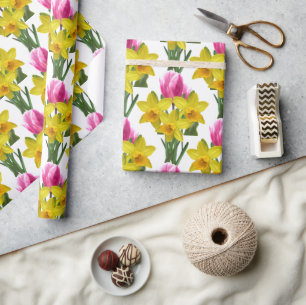 Papel de Embrulho Floral Narcisos Amarelos
