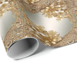 Papel de embrulho floral ornamentado dourado moder<br><div class="desc">Lindo papel de embrulho floral ornamentado dourado moderno</div>