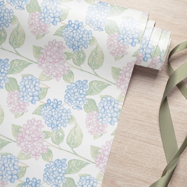 Papel de embrulho Floral Pastel Hortênsia (Criador carregado)
