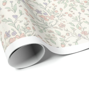 Papel de embrulho floral pastel shabby chic sem em